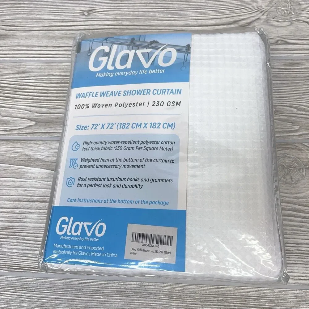 Glavo Waffle Weave Shower Curtain White 72
